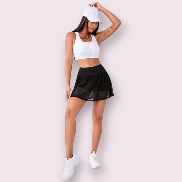 ROMWE Solid and Mesh Black Sports Skort with Phone Pocket Size Small - Picture 6 of 6